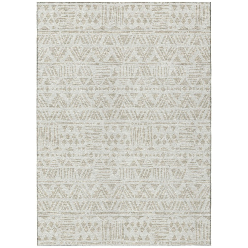 HomeRoots 9' Southwestern Ivory and Beige Area Rug - Stylish, Durable, Washable Design for Indoor and Outdoor Use 9' X 12' 594176