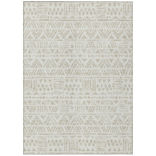 HomeRoots 9' Southwestern Ivory and Beige Area Rug - Stylish, Durable, Washable Design for Indoor and Outdoor Use 9' X 12' 594176