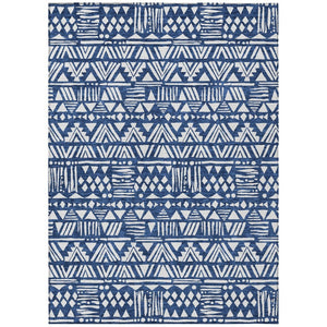 HomeRoots 5' Stylish Navy Blue and Ivory Southwestern Area Rug – Durable, Washable, Perfect for Indoor/Outdoor Use 8' X 10' 594181