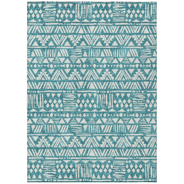 HomeRoots 9' Teal Blue and Ivory Southwestern Area Rug - Stylish Indoor Outdoor Geometric Design for Any Space 9' X 12' 594194