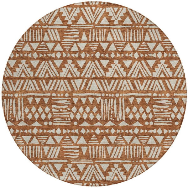 Homeroots 3' Black And Ivory Southwestern Washable Area Rug - Stylish Indoor/Outdoor Design For Any Space 8' Round Polyester 594198