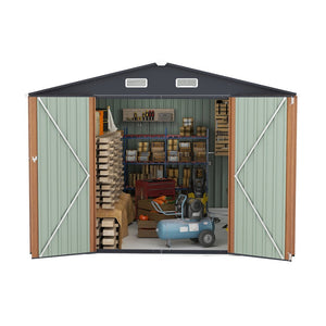 English Elm Campcraft Galvanized Steel Outdoor Storage Shed with Triple Lockable Doors and Vents W1598S00036