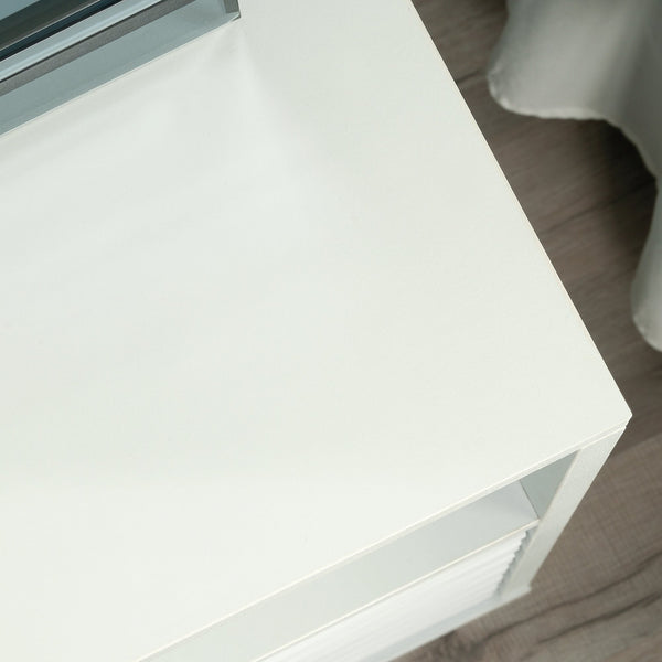 English Elm Night Stand - Sleek White Finish With Ribbed Drawer, Compact Storage Solution For Modern Spaces B356P402787