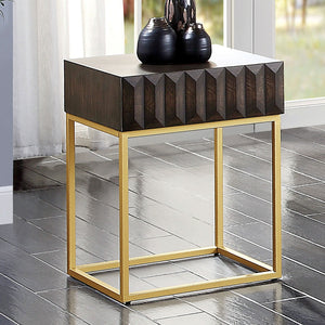 English Elm Contemporary Round Mid‑Century Accent Side Table with Tapered Legs, Solid Wood Build and Compact Design Gold,Walnut 23 L x 22 W x 10 H B2741P359685