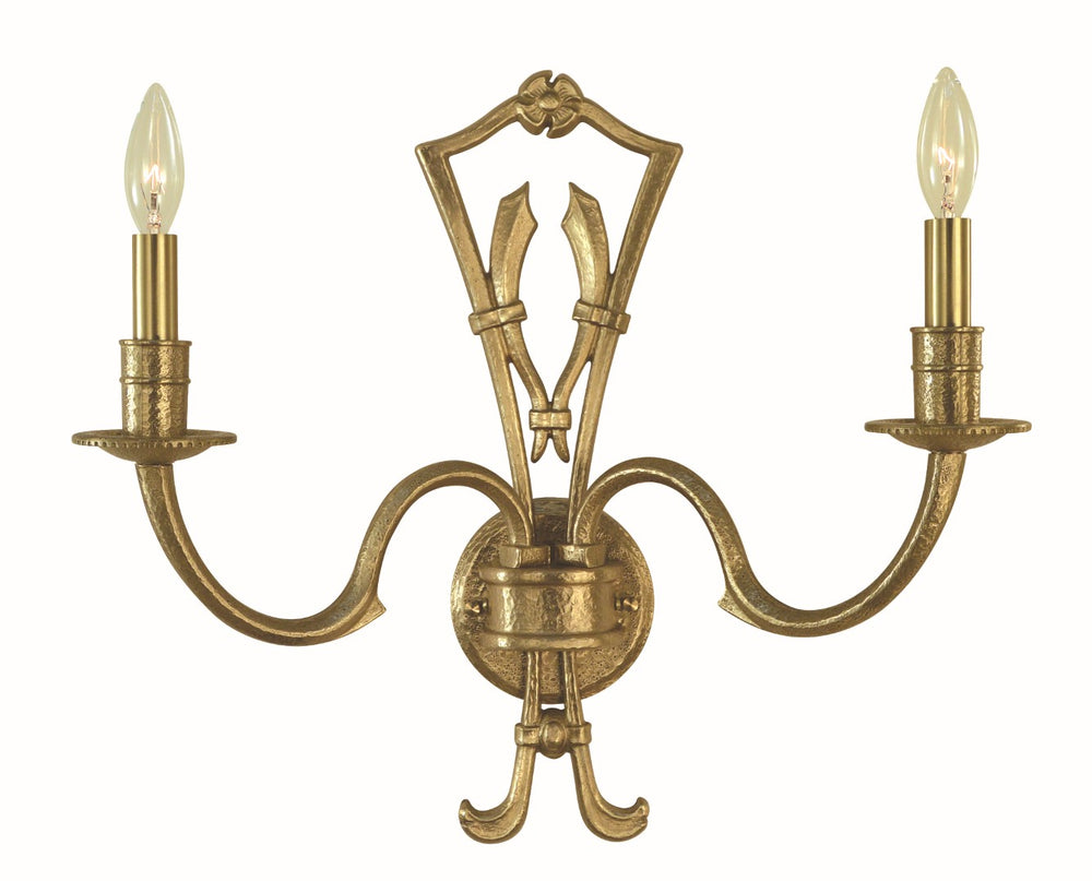 Framburg 2-light Brushed Brass Matera Sconce - Handcrafted Elegance With Italian Die-cast Texture And Depth Brushed Brass Metal 5942 Br