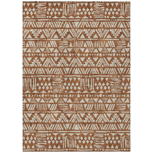 HomeRoots 9' Terra Cotta and Beige Southwestern Area Rug - Stylish, Durable, and Washable for Indoor/Outdoor Use 9' X 12' 594200