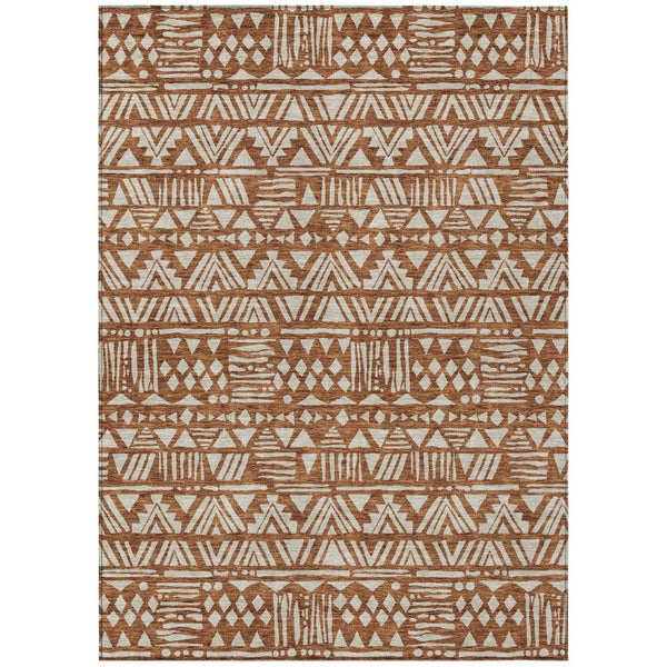 HomeRoots 9' Terra Cotta and Beige Southwestern Area Rug - Stylish, Durable, and Washable for Indoor/Outdoor Use 9' X 12' 594200
