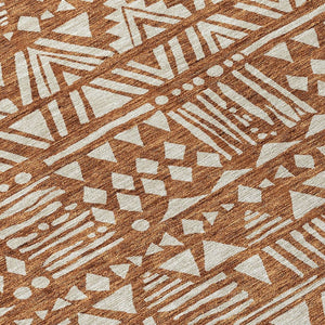 HomeRoots 9' Terra Cotta and Beige Southwestern Area Rug - Stylish, Durable, and Washable for Indoor/Outdoor Use 9' X 12' 594200