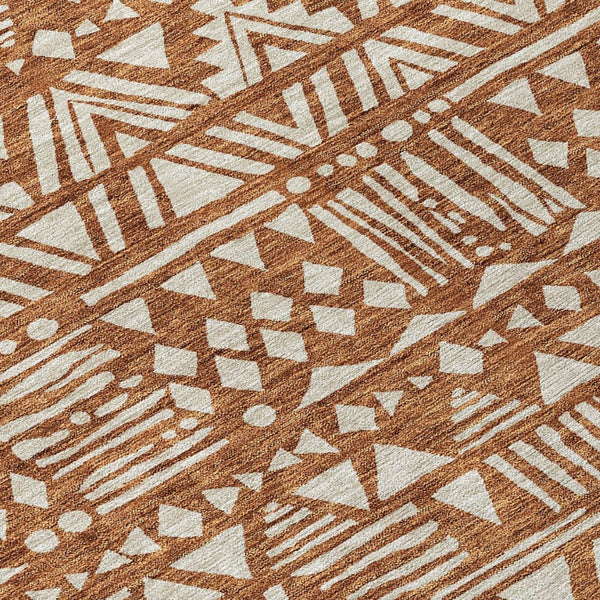 HomeRoots 9' Terra Cotta and Beige Southwestern Area Rug - Stylish, Durable, and Washable for Indoor/Outdoor Use 9' X 12' 594200