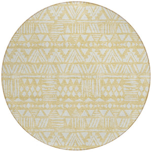 Homeroots 3' Black And Ivory Southwestern Washable Area Rug - Stylish Indoor/Outdoor Design For Any Space 8' Round Polyester 594204