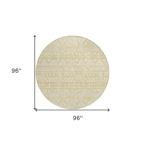 Homeroots 3' Black And Ivory Southwestern Washable Area Rug - Stylish Indoor/Outdoor Design For Any Space 8' Round Polyester 594204