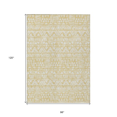 Homeroots 3' Black And Ivory Southwestern Washable Area Rug - Stylish Indoor/Outdoor Design For Any Space 8' X 10' Polyester 594205