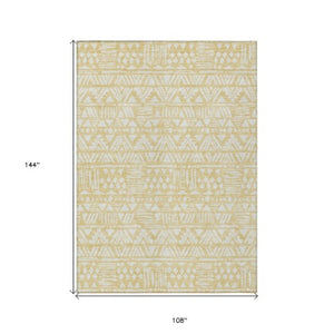 Homeroots 3' Black And Ivory Southwestern Washable Area Rug - Stylish Indoor/Outdoor Design For Any Space 9' X 12' Polyester 594206