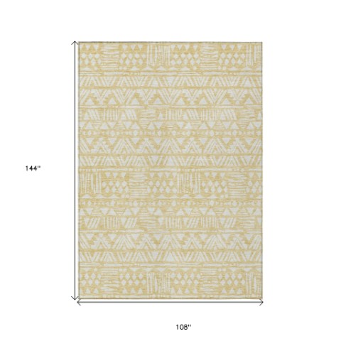 Homeroots 3' Black And Ivory Southwestern Washable Area Rug - Stylish Indoor/Outdoor Design For Any Space 9' X 12' Polyester 594206