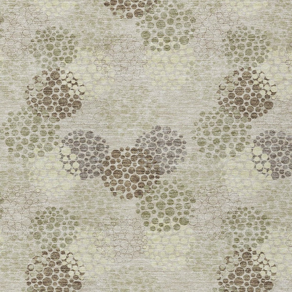 Homeroots 3' Beige Green And Ivory Polka Dot Washable Area Rug - Perfect For Indoor Or Outdoor Spaces! 3' X 5' Polyester 594208
