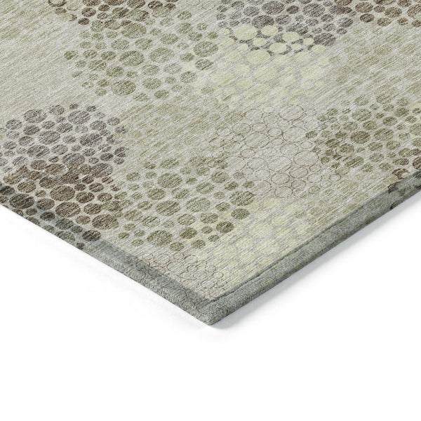 Homeroots 3' Beige Green And Ivory Polka Dot Washable Area Rug - Perfect For Indoor Or Outdoor Spaces! 5' X 8' Polyester 594209