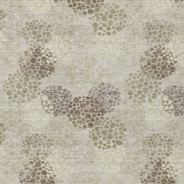 Homeroots 3' Beige Green And Ivory Polka Dot Washable Area Rug - Perfect For Indoor Or Outdoor Spaces! 5' X 8' Polyester 594209