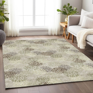 Homeroots 3' Beige Green And Ivory Polka Dot Washable Area Rug - Perfect For Indoor Or Outdoor Spaces! 5' X 8' Polyester 594209