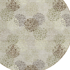 Homeroots 3' Beige Green And Ivory Polka Dot Washable Area Rug - Perfect For Indoor Or Outdoor Spaces! 8' Round Polyester 594210