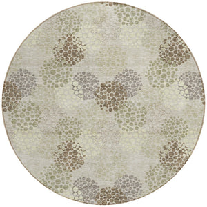 Homeroots 3' Beige Green And Ivory Polka Dot Washable Area Rug - Perfect For Indoor Or Outdoor Spaces! 8' Round Polyester 594210