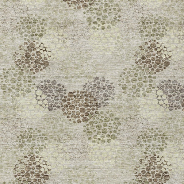 Homeroots 3' Beige Green And Ivory Polka Dot Washable Area Rug - Perfect For Indoor Or Outdoor Spaces! 8' X 10' Polyester 594211