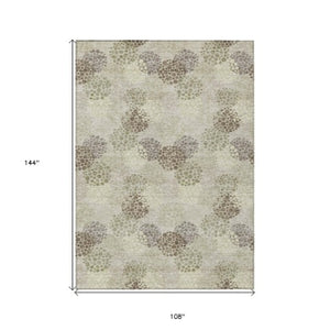 Homeroots 3' Beige Green And Ivory Polka Dot Washable Area Rug - Perfect For Indoor Or Outdoor Spaces! 9' X 12' Polyester 594212