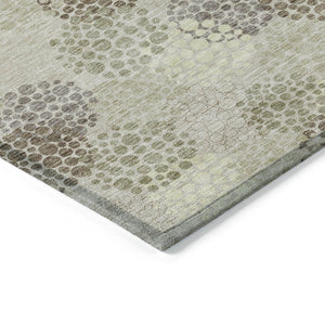 Homeroots 3' Beige Green And Ivory Polka Dot Washable Area Rug - Perfect For Indoor Or Outdoor Spaces! 10' X 14' Polyester 594213