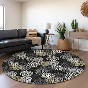 Homeroots 3' Beige Green And Ivory Polka Dot Washable Area Rug - Perfect For Indoor Or Outdoor Spaces! 8' Round Polyester 594216