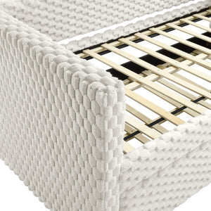 English Elm Beautiful Tufted Daybed with Nailhead Trim and Pull-Out Trundle, Modern Chic Lounge Bed for Guest Rooms Antique White 37.28 L x 44.88 W x 12.8 H B011S01642