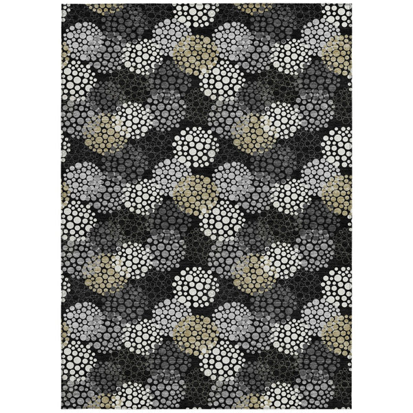 Homeroots 3' Beige Green And Ivory Polka Dot Washable Area Rug - Perfect For Indoor Or Outdoor Spaces! 9' X 12' Polyester 594218