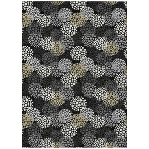 HomeRoots 5' Polka Dot Area Rug in Black, Gray, and Ivory - Stylish, Washable, Durable for Indoor and Outdoor Use 10' X 14' 594219