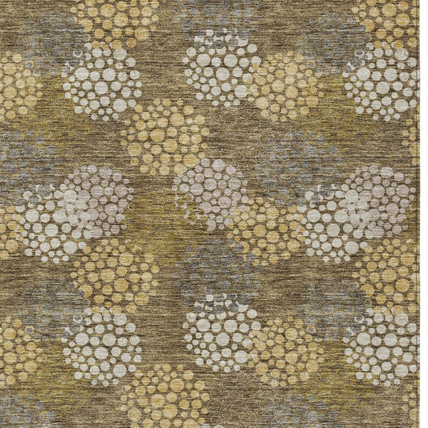 Homeroots 3' Beige Green And Ivory Polka Dot Washable Area Rug - Perfect For Indoor Or Outdoor Spaces! 3' X 5' Polyester 594220
