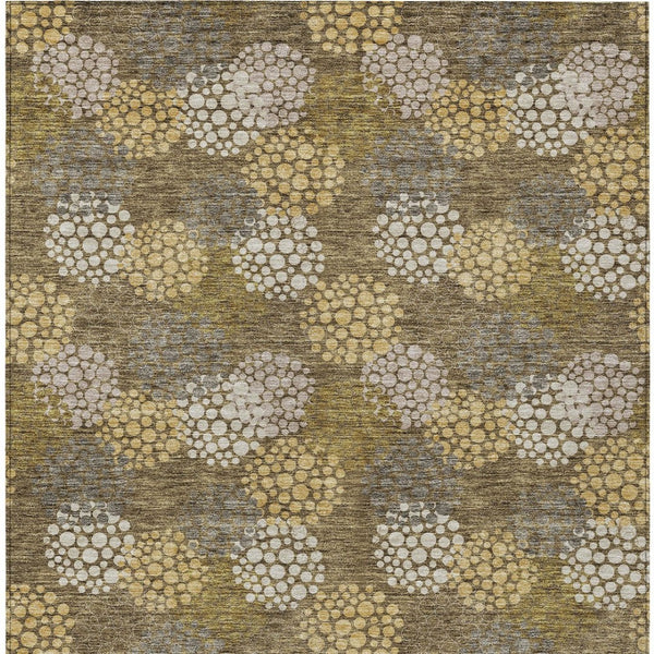 Homeroots 3' Beige Green And Ivory Polka Dot Washable Area Rug - Perfect For Indoor Or Outdoor Spaces! 5' X 8' Polyester 594221