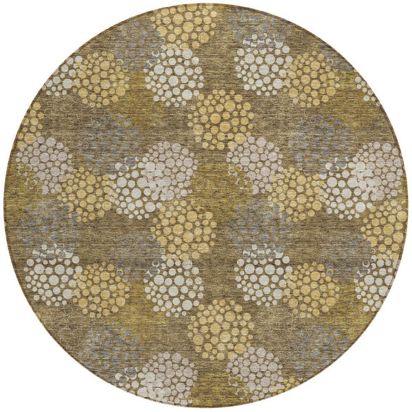 Homeroots 3' Beige Green And Ivory Polka Dot Washable Area Rug - Perfect For Indoor Or Outdoor Spaces! 8' Round Polyester 594222