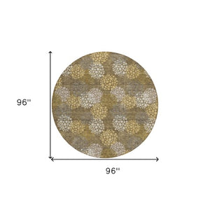 Homeroots 3' Beige Green And Ivory Polka Dot Washable Area Rug - Perfect For Indoor Or Outdoor Spaces! 8' Round Polyester 594222