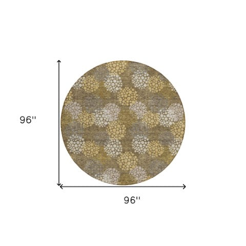 Homeroots 3' Beige Green And Ivory Polka Dot Washable Area Rug - Perfect For Indoor Or Outdoor Spaces! 8' Round Polyester 594222