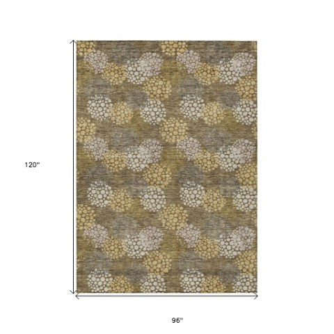 Homeroots 3' Beige Green And Ivory Polka Dot Washable Area Rug - Perfect For Indoor Or Outdoor Spaces! 8' X 10' Polyester 594223