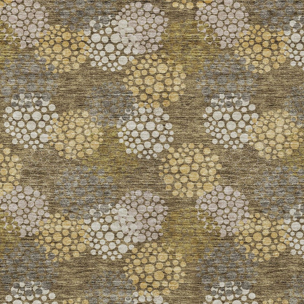 Homeroots 3' Beige Green And Ivory Polka Dot Washable Area Rug - Perfect For Indoor Or Outdoor Spaces! 8' X 10' Polyester 594223