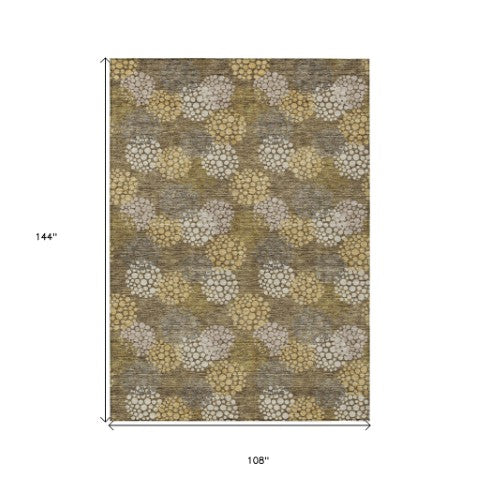 Homeroots 3' Beige Green And Ivory Polka Dot Washable Area Rug - Perfect For Indoor Or Outdoor Spaces! 9' X 12' Polyester 594224