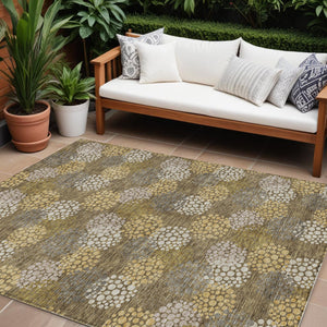 Homeroots 3' Beige Green And Ivory Polka Dot Washable Area Rug - Perfect For Indoor Or Outdoor Spaces! 9' X 12' Polyester 594224