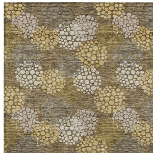 Homeroots 3' Beige Green And Ivory Polka Dot Washable Area Rug - Perfect For Indoor Or Outdoor Spaces! 9' X 12' Polyester 594224