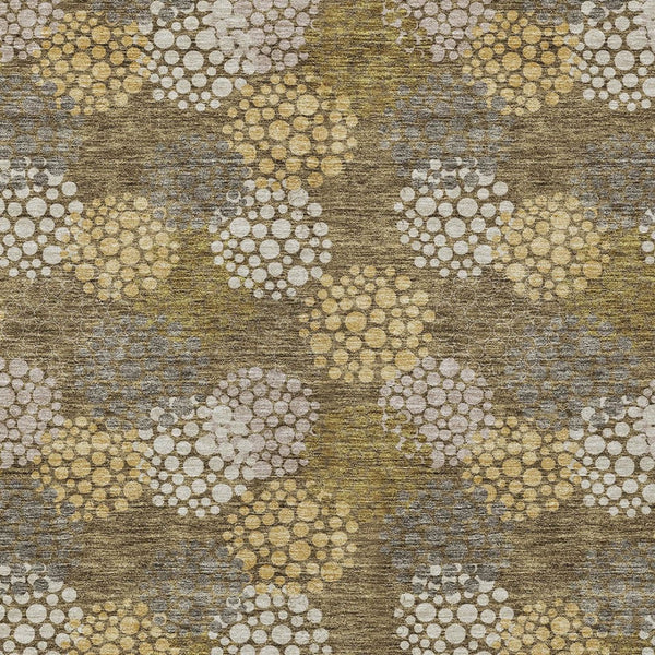 Homeroots 3' Beige Green And Ivory Polka Dot Washable Area Rug - Perfect For Indoor Or Outdoor Spaces! 10' X 14' Polyester 594225