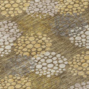 Homeroots 3' Beige Green And Ivory Polka Dot Washable Area Rug - Perfect For Indoor Or Outdoor Spaces! 10' X 14' Polyester 594225