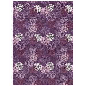 HomeRoots 5' Playful Eggplant Lavender Ivory Polka Dot Indoor Outdoor Area Rug - Stain Resistant & Durable 8' X 10' 594229