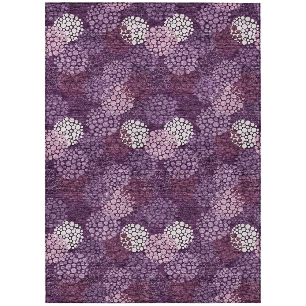 HomeRoots 9' Eggplant Lavender and Ivory Polka Dot Washable Area Rug for Indoor and Outdoor Durability and Style 9' X 12' 594230