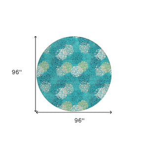 Homeroots 3' Beige Green And Ivory Polka Dot Washable Area Rug - Perfect For Indoor Or Outdoor Spaces! 8' Round Polyester 594234