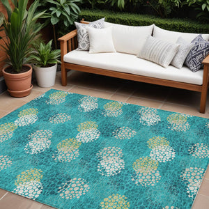Homeroots 3' Beige Green And Ivory Polka Dot Washable Area Rug - Perfect For Indoor Or Outdoor Spaces! 8' X 10' Polyester 594235