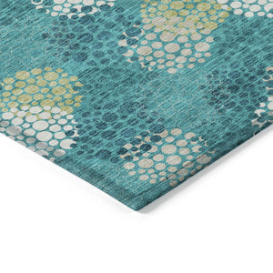 Homeroots 3' Beige Green And Ivory Polka Dot Washable Area Rug - Perfect For Indoor Or Outdoor Spaces! 8' X 10' Polyester 594235