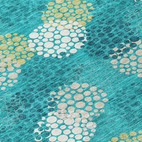 Homeroots 3' Beige Green And Ivory Polka Dot Washable Area Rug - Perfect For Indoor Or Outdoor Spaces! 8' X 10' Polyester 594235