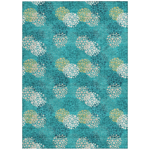 Homeroots 3' Beige Green And Ivory Polka Dot Washable Area Rug - Perfect For Indoor Or Outdoor Spaces! 9' X 12' Polyester 594236
